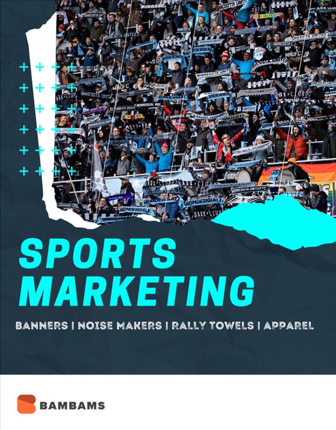 branded sports marketing products, apparel, banners, rally towels